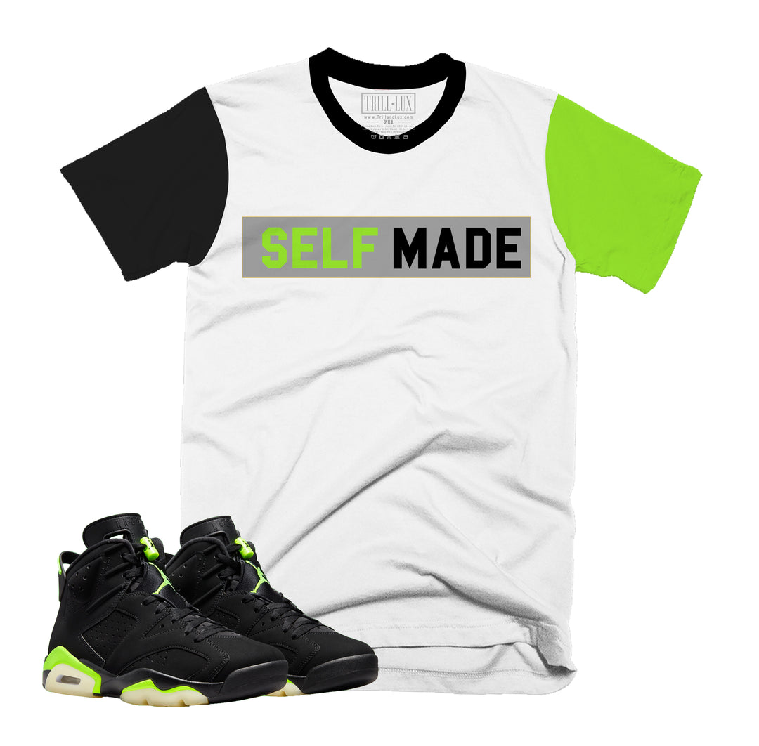 Self Made Tee | Retro Air Jordan 6 Electric Green Colorblock T-shirt
