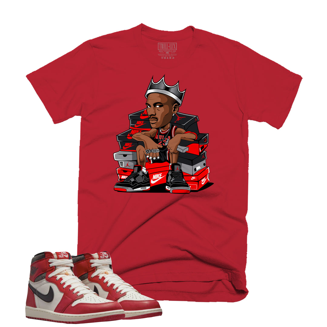 Shoe Box Tee | Retro Air Jordan 1 Chicago Lost And Found Colorblock T-shirt