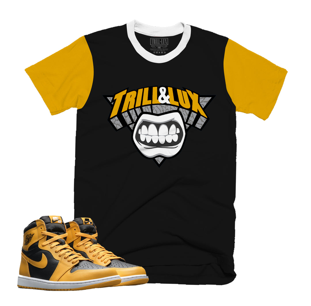 Trill Logo Tee | Retro Air Jordan 1 Pollen Colorblock T-shirt