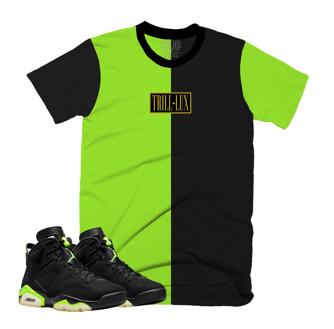 Box Logo Tee | Retro Air Jordan 6 Electric Green Colorblock T-shirt